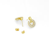 Clear Baguette CZ Gold Round Ring Stud Earrings Pendant,Sku#LK1340