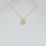 Clear Baguette CZ Gold Round Ring Stud Earrings Pendant,Sku#LK1340
