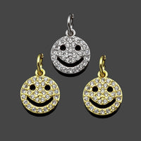 CZ Micro Pave Smiley Face Shape Pendant/Charm,Cubic Zirconia Charm, Necklace Bracelet Earring Charm Pendant,9x11mm, Sku#LK218
