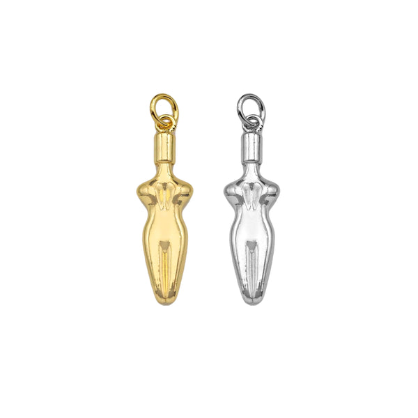 18K Dainty Gold Female Body Pendant,Female Empowerment Charm, Necklace Bracelet Charm Pendant,8x27mm, Sku#LK267