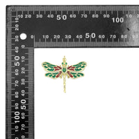 Colorful Enamel Dragonfly Shape Pendant,18K Gold Filled Fuchsia CZ Micro Pave Dragonfly Charm, Necklace Bracelet Charm Pendant, Sku#LK573