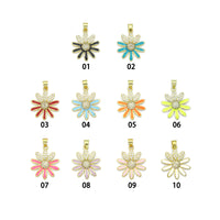 CZ Enamel Sunflower Charm,Daisy flower charm, Sku#LK580