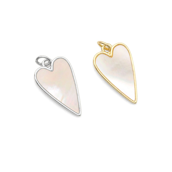 Gold Mother of Pearl Heart Charm, Sku#LK820