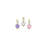 Clear Pink Purple Drop Heart Charm, Sku#LK918