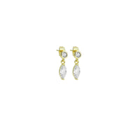 Clear Oval CZ Gold Stud Earrings, Charm Pendant,Sku#LK933/LK939