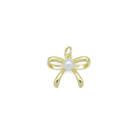 Gold White Pearl Bowknot Charm Pendant, Sku#LK963