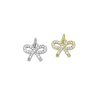 Gold Clear CZ Bowknot Charm Pendant, Sku#LK974