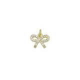 Gold Clear CZ Bowknot Charm Pendant, Sku#LK974