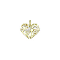 Gold Clear CZ Geometric Diamond Heart Shape Charm Pendant, Sku#LK983