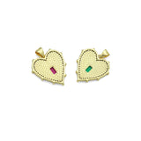 Black Heart with rectangle Gemstone charm,  Heart charm, Sku#LX1000