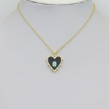 Black Heart with rectangle Gemstone charm,  Heart charm, Sku#LX1000
