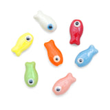 Evil Eye Fish Beads Charms Collection, Ceramic Fish Charm, Sku#LX1033