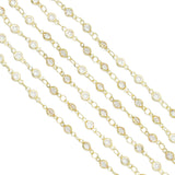 Gold Silver Crystal Bezel Station Chain by Yard, Crystal Rosary Chain for Jewelry Making, LX1034
