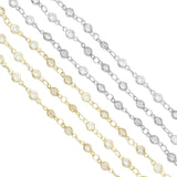 Gold Silver Crystal Bezel Station Chain by Yard, Crystal Rosary Chain for Jewelry Making, LX1034