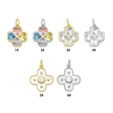 Colorful CZ Clover Flower charm,  Flower charm, Sku#LX1035