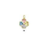 Colorful CZ Clover Flower charm,  Flower charm, Sku#LX1035