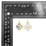 Colorful CZ Clover Flower charm,  Flower charm, Sku#LX1035