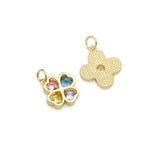 Colorful CZ Clover Flower charm,  Flower charm, Sku#LX1035