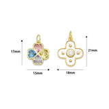 Colorful CZ Clover Flower charm,  Flower charm, Sku#LX1035