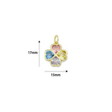 Colorful CZ Clover Flower charm,  Flower charm, Sku#LX1035
