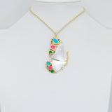 Mother of Pearl Butterfly charm with Coloruful Stone,Sku#LX1039