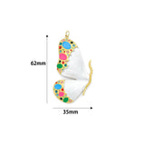Mother of Pearl Butterfly charm with Coloruful Stone,Sku#LX1039