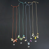 Coastal Treasures Charm Necklace, Ocean Shell Cord Necklace, sku#LX1040