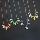 Coastal Treasures Charm Necklace, Ocean Shell Cord Necklace, sku#LX1040