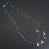 Coastal Treasures Charm Necklace, Ocean Shell Cord Necklace, sku#LX1040