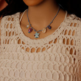 Coastal Treasures Charm Necklace, Ocean Shell Cord Necklace, sku#LX1040
