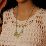 Coastal Treasures Charm Necklace, Ocean Shell Cord Necklace, sku#LX1040