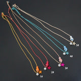 Coastal Lucky Fish Adjustable Necklace – Evil Eye Fish Charm, Starfish & Pearl Cord Necklace, sku#LX1041