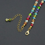 Rainbow Pearl Mosaic Necklace，Pearl & Multicolor Gemstone Beaded Necklace,Sku#LX1042