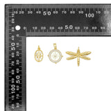 Gold Starburst Compass and Dragonfly Charms, Oval Gemstone Style Pendant Charms for Jewelry Making,Sku#LX1044