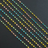 Pastel Enamel beaded chain by foot or yard, sku#LX1047