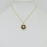 Celestial Compass Starburst Gemstone Coin Charm Pendants,Sku#LX1050