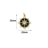 Celestial Compass Starburst Gemstone Coin Charm Pendants,Sku#LX1050