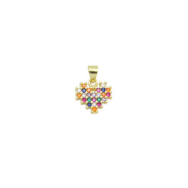 Gold Colorful CZ Heart Shape Charm, Sku#LX455
