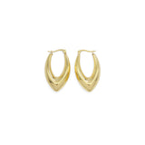Chunky Gold Long Oval Drop Shape Earrings, Sku#LX467