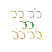 Gold Silver Colorful CZ Diamond cut Ball Arc-shaped Earrings, Sku#LX474