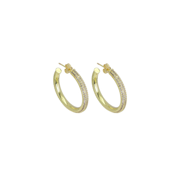 Clear CZ Round hoop Earrings, Sku#LX480