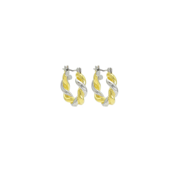 Gold Silver Dual color Twisted Hoop Earrings, Sku#LX481