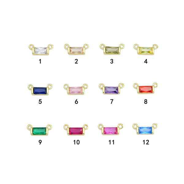 Colorful Rectangle CZ Birthstone Charm Pendant, Sku#LX521
