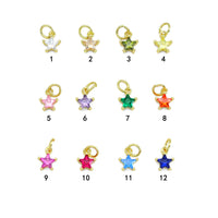 Colorful CZ Celestial Star birthstone Charm, Mini Star Charm,  Sku#LX525