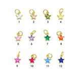 Colorful CZ Celestial Star birthstone Charm, Mini Star Charm,  Sku#LX525