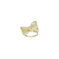 Gold Clear CZ Filigree Bowknot Statement Adjustable Ring, Sku#LX529