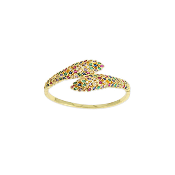 Colorful CZ Feather Wrap Statement Bracelet, Sku#LX540