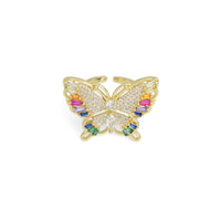 Colorful CZ Butterfly Statement Adjustable Ring, Sku#LX543