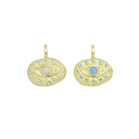 CZ Oval Shape Evil Eye with Opal Center Pendant, Sku#LX570