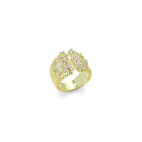 Clear CZ Gold open Cluster of CZ Adjustable Ring, Sku#LX572